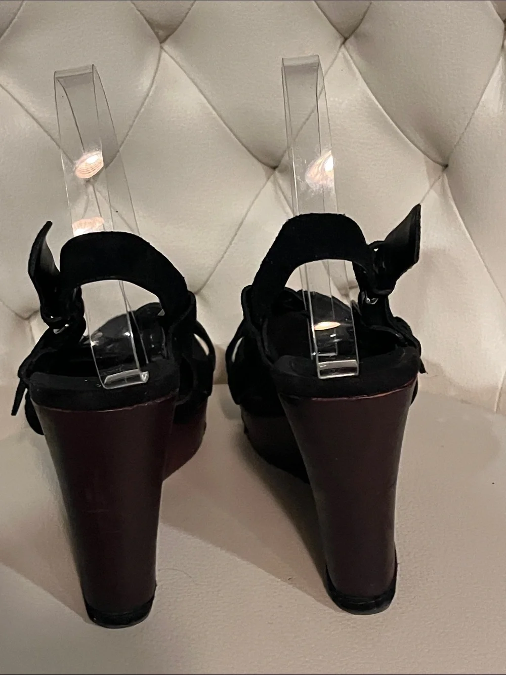 Bakers Black Suede Platform Wedge Sandals